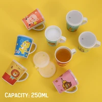 250ml bamboo cartoon pattern drink water straw bottle cup lids for baby kids children student boy girl creative gift wholesale