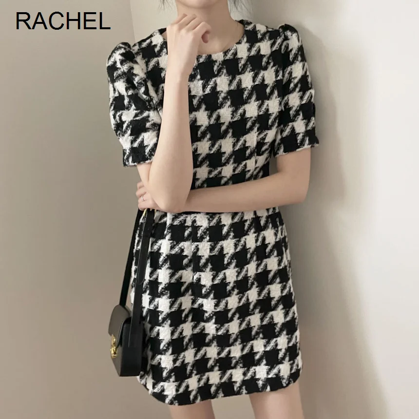 Женское платье с круглым вырезом коротким рукавом | Женская одежда