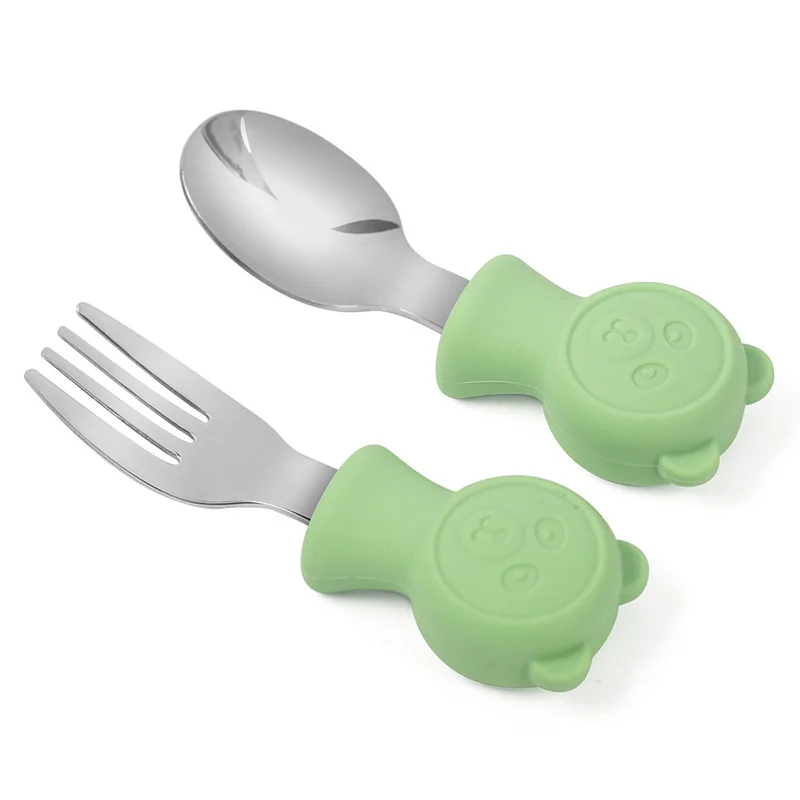 

Cartoon Stainless Steel Kids Spoon Fork Set Baby Feeding Kid Children's Cutlery for Kids Food Feed Training Toddler Dinnerware