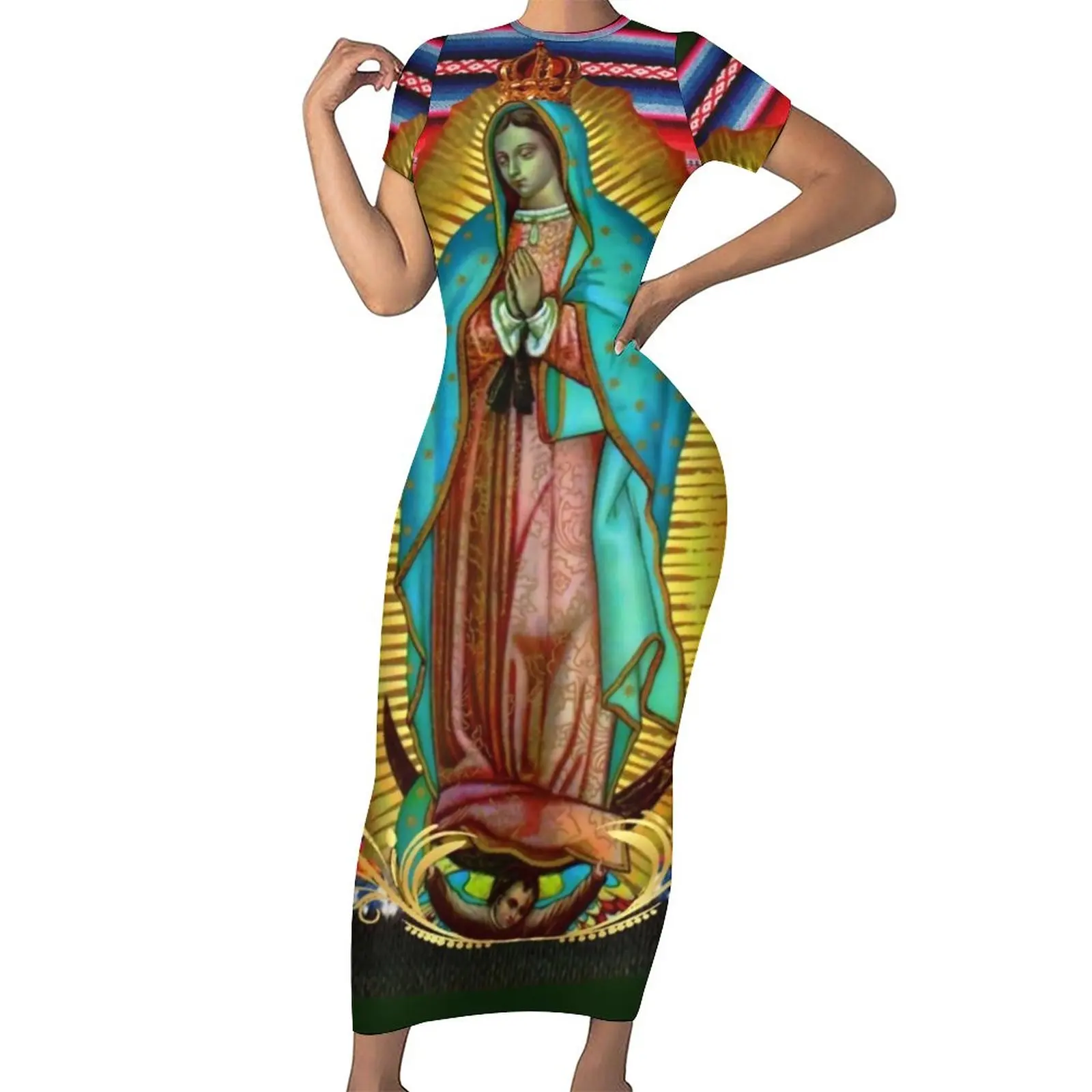 

Женское облегающее платье «Дева Мария», летнее платье-макси оверсайз в уличном стиле, «Наша леди Гуадалупе»