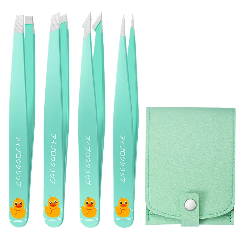 3pcs Kawaii Cartoon Little Yellow Duck New Product Tweezers, Eyebrow Clip Pliers, Three in One Gift Box, No Gap in Clip Mouth