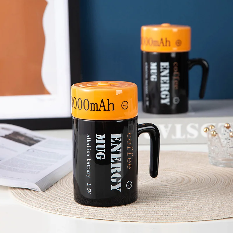 

Creative Battery Modeling Cup Ceramic 3D Cup Novel Unique Internet Celebrity Water Cup Mug Coffee Cup Coffee Cup