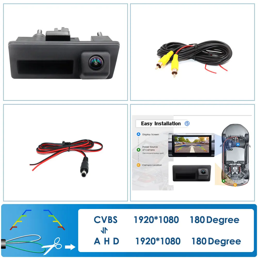 

AHD 1080P Автомобильная камера заднего вида с ручкой багажника для Passat B5 CC EOS Golf 4/5Polo Jetta Tiguan Audi A3 A4 A6 CCD Парковочная камера