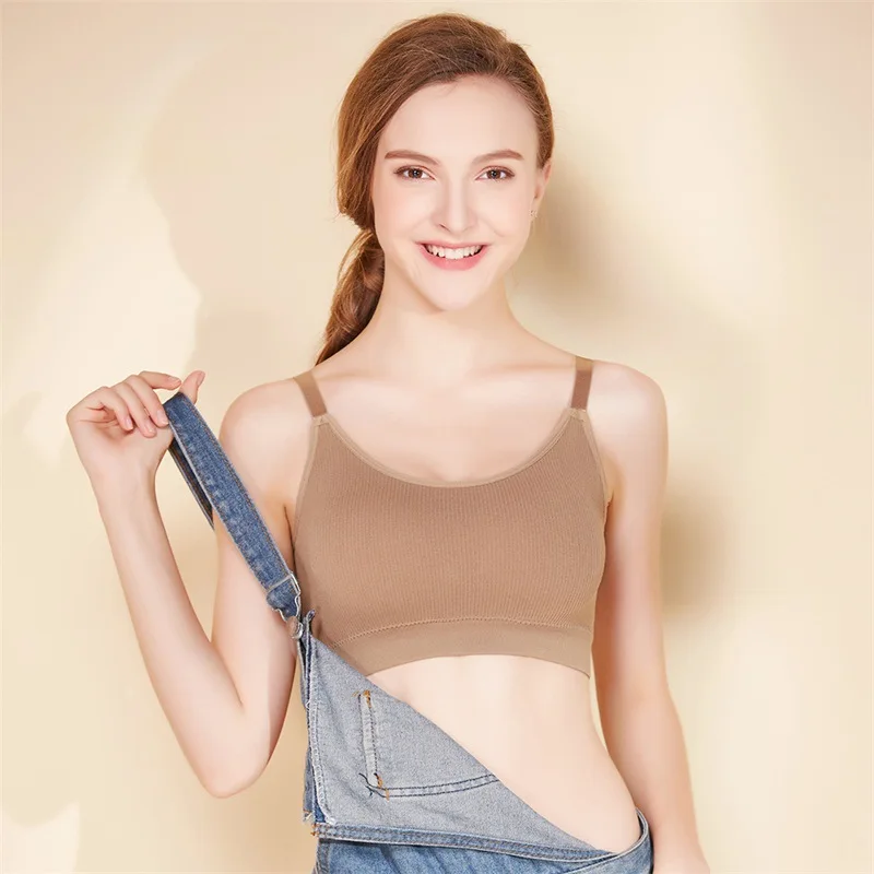 

6-colour French Sexy Flat Bras for Girls Seamless One Piece Threaded Japanese Sports Back Comfortable Anti-walking Ladies' Bras
