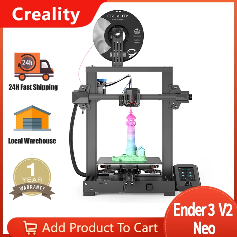 Creality Ender-3 V2 Neo 3D Printer CR-Touch Auto-leveling Stable 32-bit Silent Mainboard Full Metal Extrusion Resume Printing