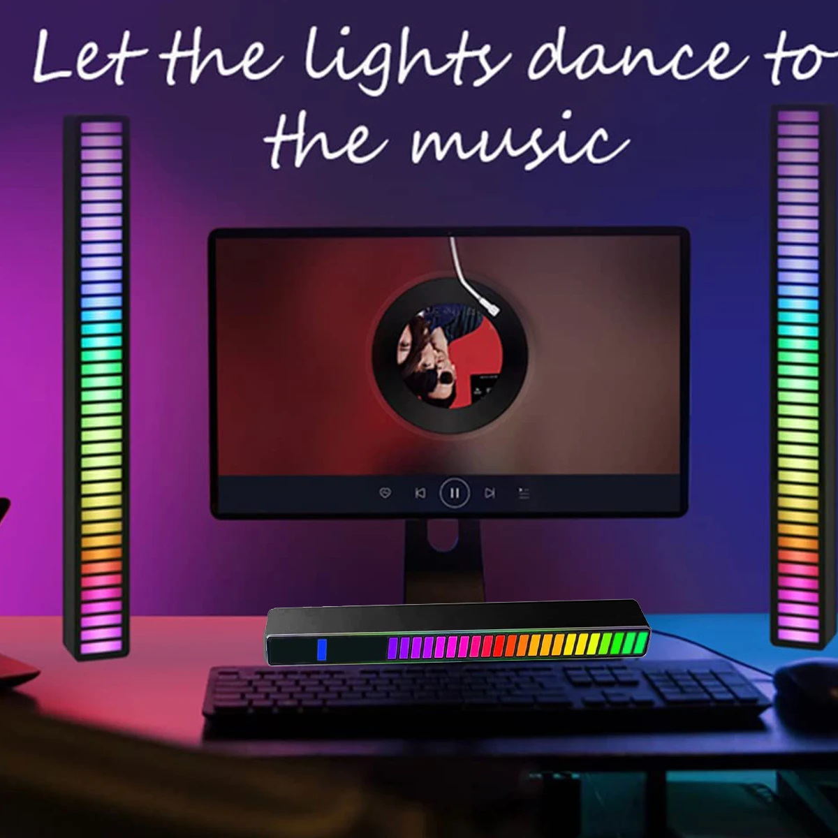 

RGB LED Strip Light Sound Control Pickup Rhythm Atmosphere Music Ambient Light Bar Colorful Lamp For Party Car Home Desk Decora