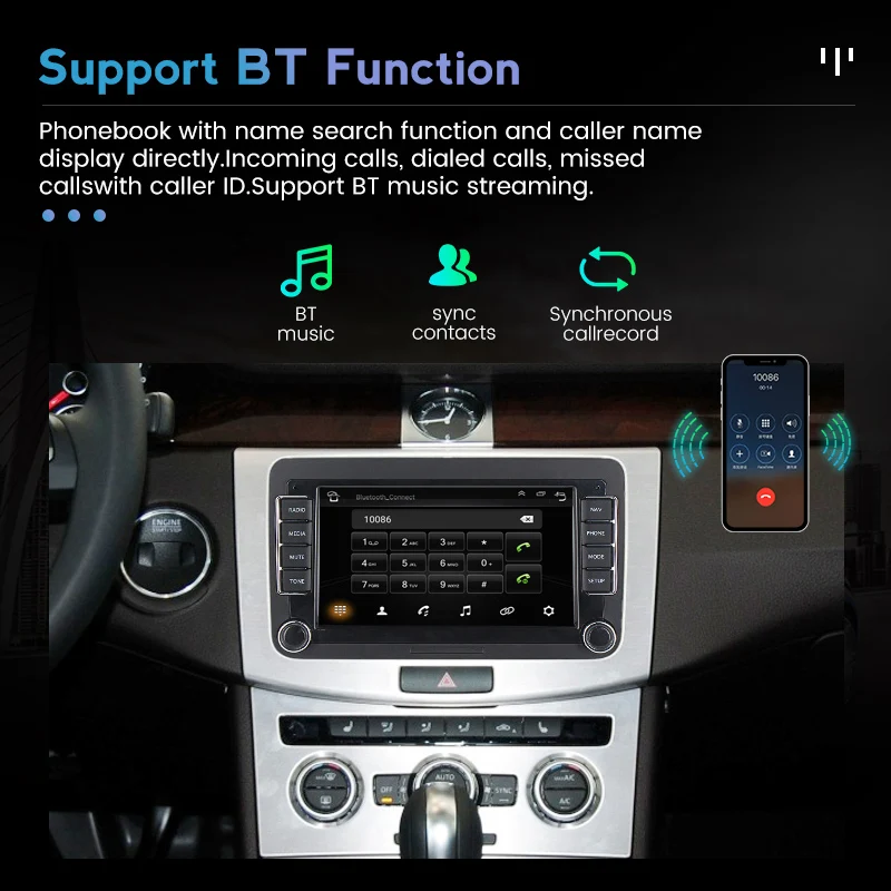 Автомобильный мультимедийный плеер 2Din на Android 11 для Volkswagen Golf 6 Polo Tigan Passat B6 B7 CC Jetta