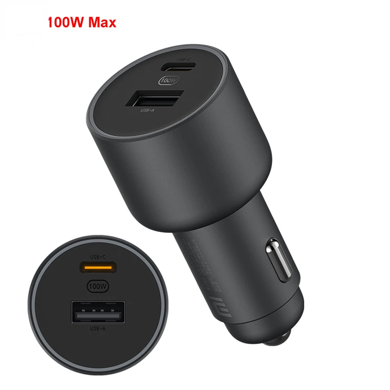 

Newest Original Xiaomi Car Charger Quick Charge USB-C 100W Max USB-A 18W For iPhone Samsung Huawei Xiaomi 10 Smartphone
