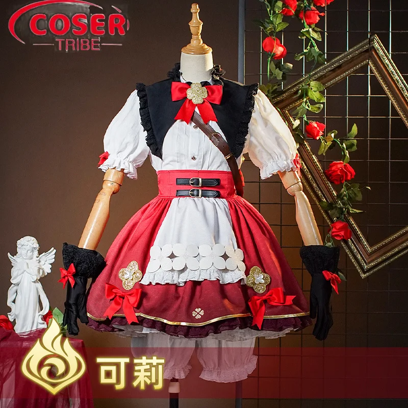 

COSER TRIBE Anime Game Genshin Impact Klee Little Witch Cosplay Antique Attire Halloween Carnival Role Play Costume Complete Set