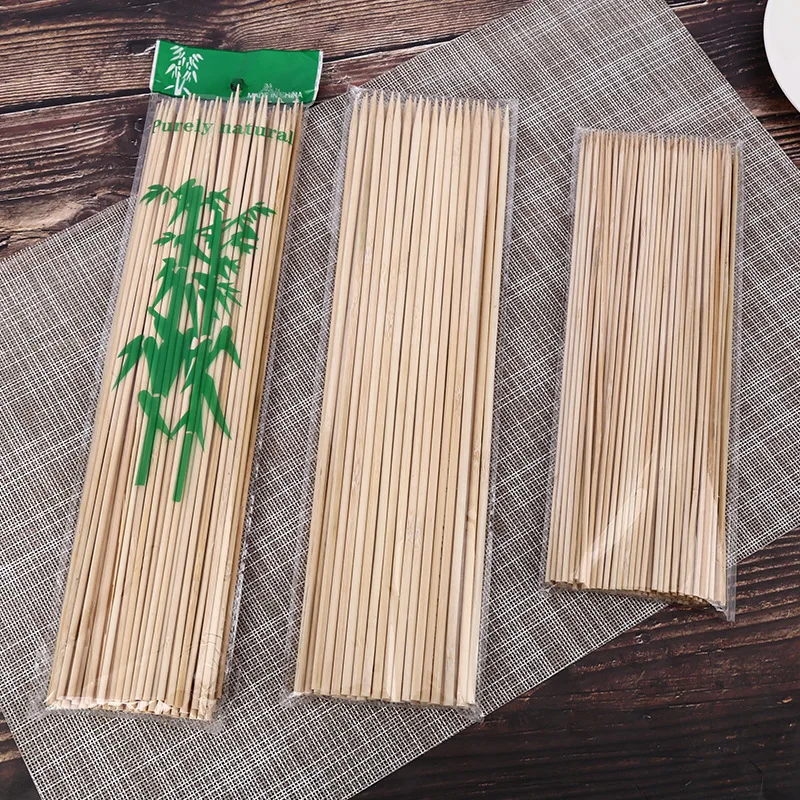 

100pcs Bbq Skewers 35cm Length One-time Bamboo Sticks Portable Barbecue Camping Tools Bbq Akcesoria Kuchenne Kitchen Accessories