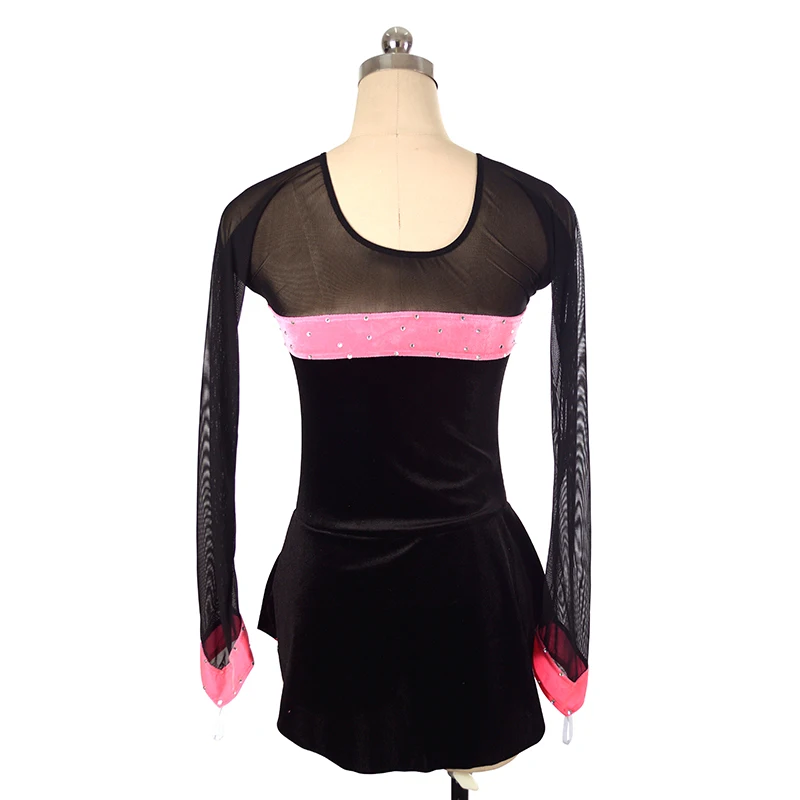 New Arrivals Womens Long Sleeve Shiny Rhinestone Figure Skating Dress Skirted Leotard Dancewear