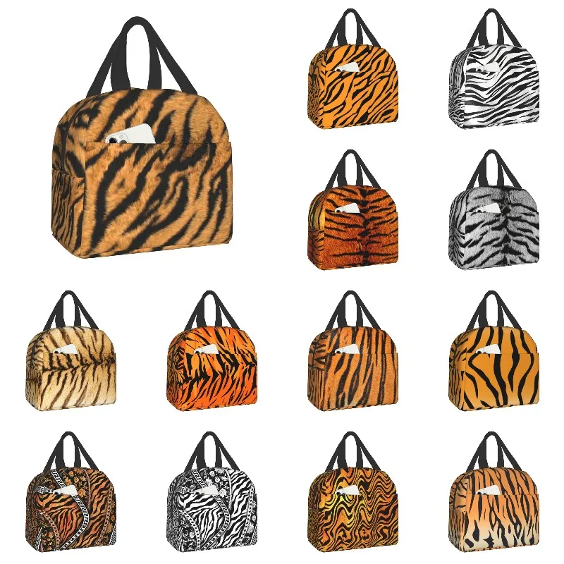 

Роскошная сумка для ланча с изображением животного тигра в полоску для мужчин и женщин, Термоизолированный Ланч-бокс для детей, школьная сумка для пикника