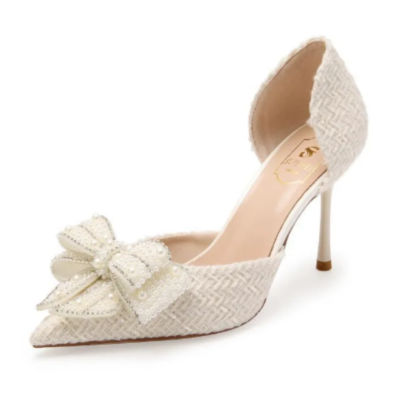 Женские свадебные туфли с жемчугом и кристаллами