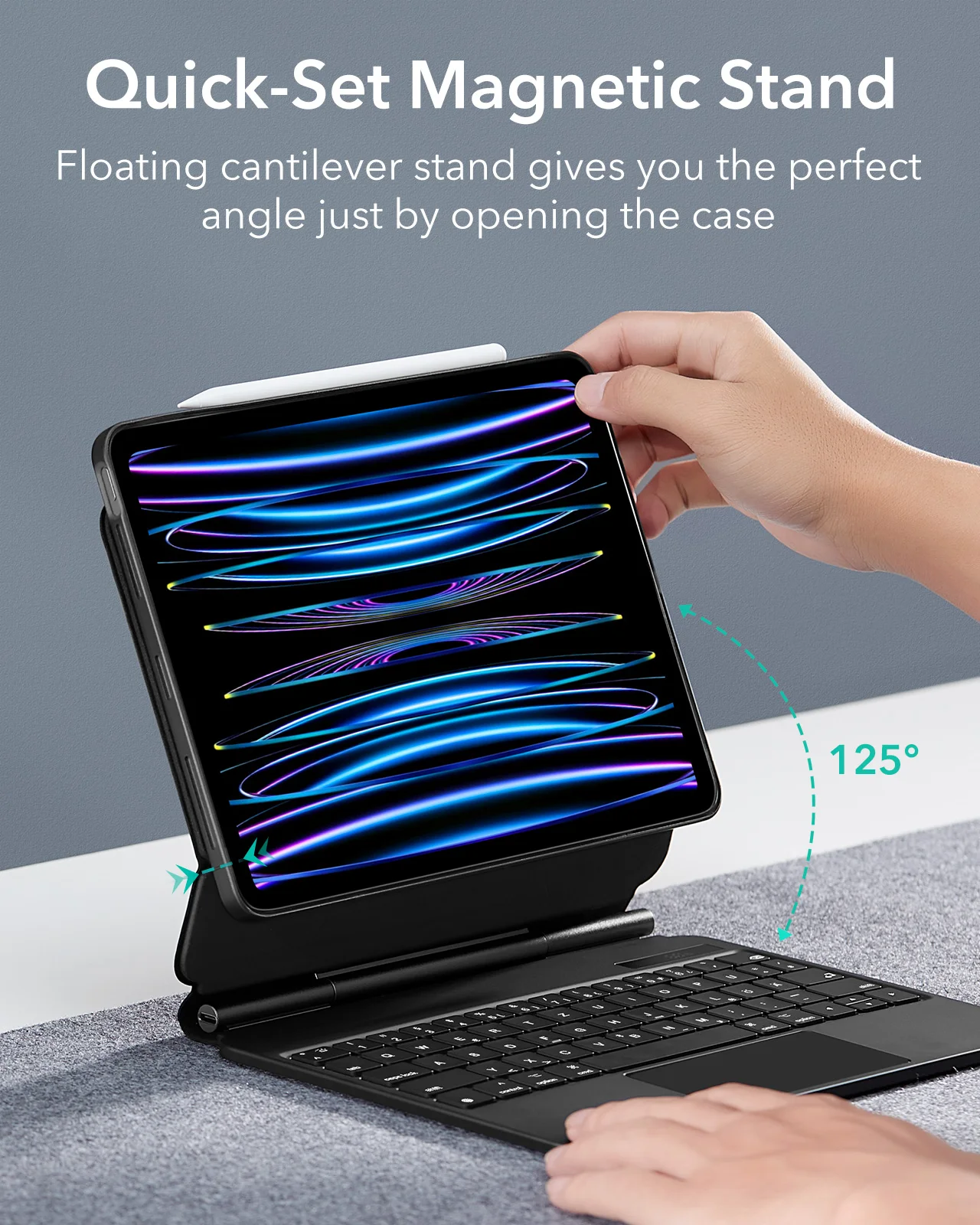 Чехол-клавиатура ESR Magic Keyboard для iPad Pro 11 дюймов (4-го3-го2-го1-го поколения) с немецкой раскладкой, также подходит для iPad Air 4 и Air 5 (art.: 3920daed7ebf8) - 3920daed7ebf8