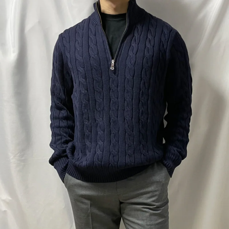 

Осенне-зимние пуловеры из 100% хлопка, свитера, мужское Повседневное трикотажное пальто на молнии с воротником-стойкой, 8509