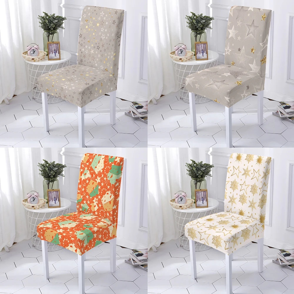 

Merry Christmas Printing Removable Chair Cover Big Elastic Slipcover Modern Kitchen Seat Case Stretch Chair Cover For Banquet