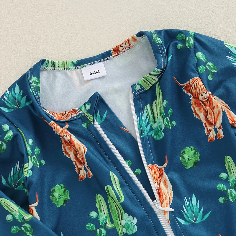 Комбинезон на молнии с длинным рукавом и принтом коровы