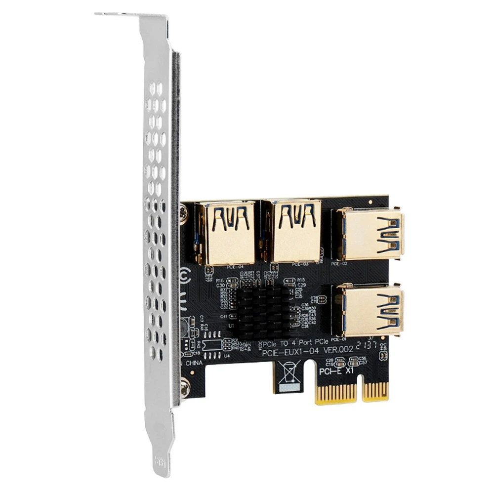 

PCIE 1 to 4 Riser Card PCIE 1X to 4 Adapter Card Support 10 Series Graphics Cards for Bitcoin Miner Device