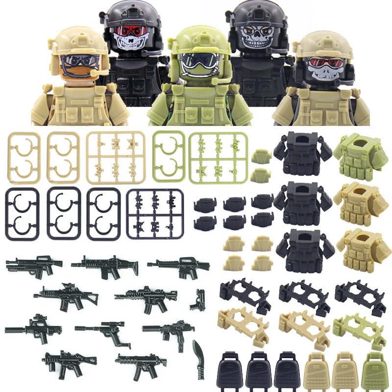 

Modern Ghost Cop Commando Figures Building Blocks Army Soldier City Police SWAT Special Forces Military Weapon Bricks Kids Toys