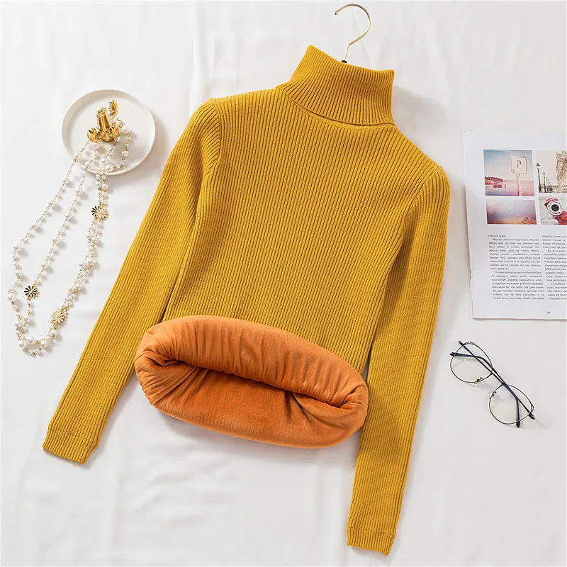 

2022 Autumn Winter Solid Color Casual Jumper Pull Femme Hiver Warm! Women's Turtleneck Thick Knit Pullover Bottoming Sweater