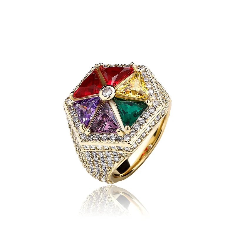 Кольца для мужчин и женщин в стиле хип-хоп с фианитом