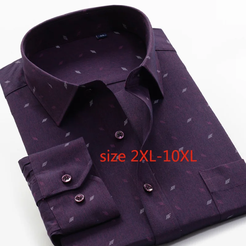 

New Fashion Casual Super Large Printed Men Dress Shirts Smart Casual Print Men Shirt Long Sleeve Plus Size 2XL-7XL 8XL 9XL 10XL