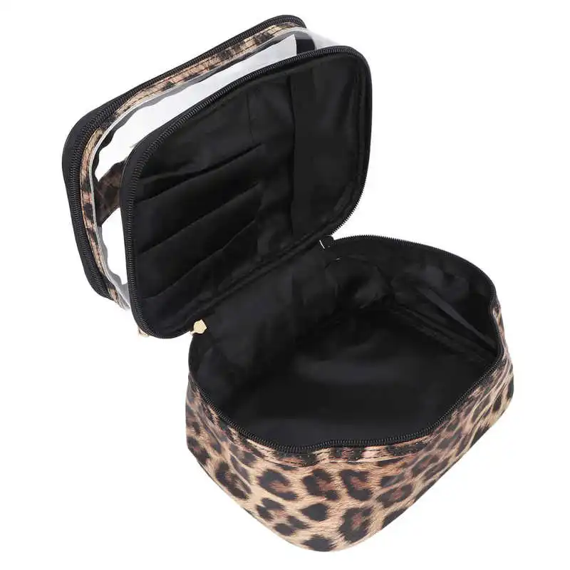 

Makeup Bag Leopard Print Design Multifunctional Double Layer Cosmetic Bag for Cosmetic Storage