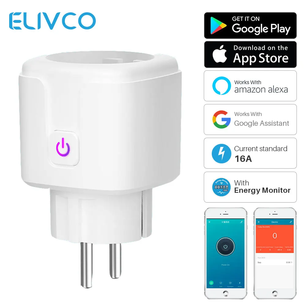 

16A Zigbee / WiFi Smart Plug Socket With Power Energy Monitor EU Multi Plug Tuya APP Control Works With Alexa Google Assistant