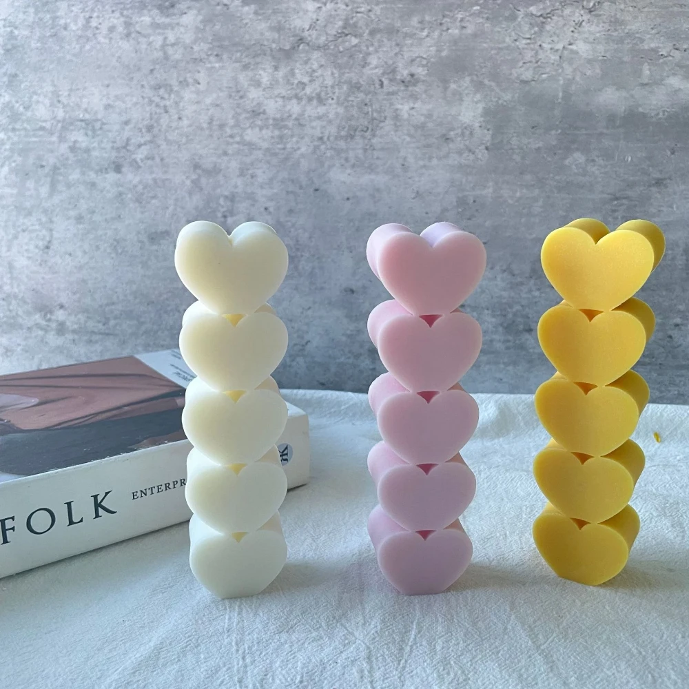 

3D Love Heart Candle Silicone Mould Handmade Wedding Aromatherapy Candle Making Material Art Wax Molds Home Crafts Decoration