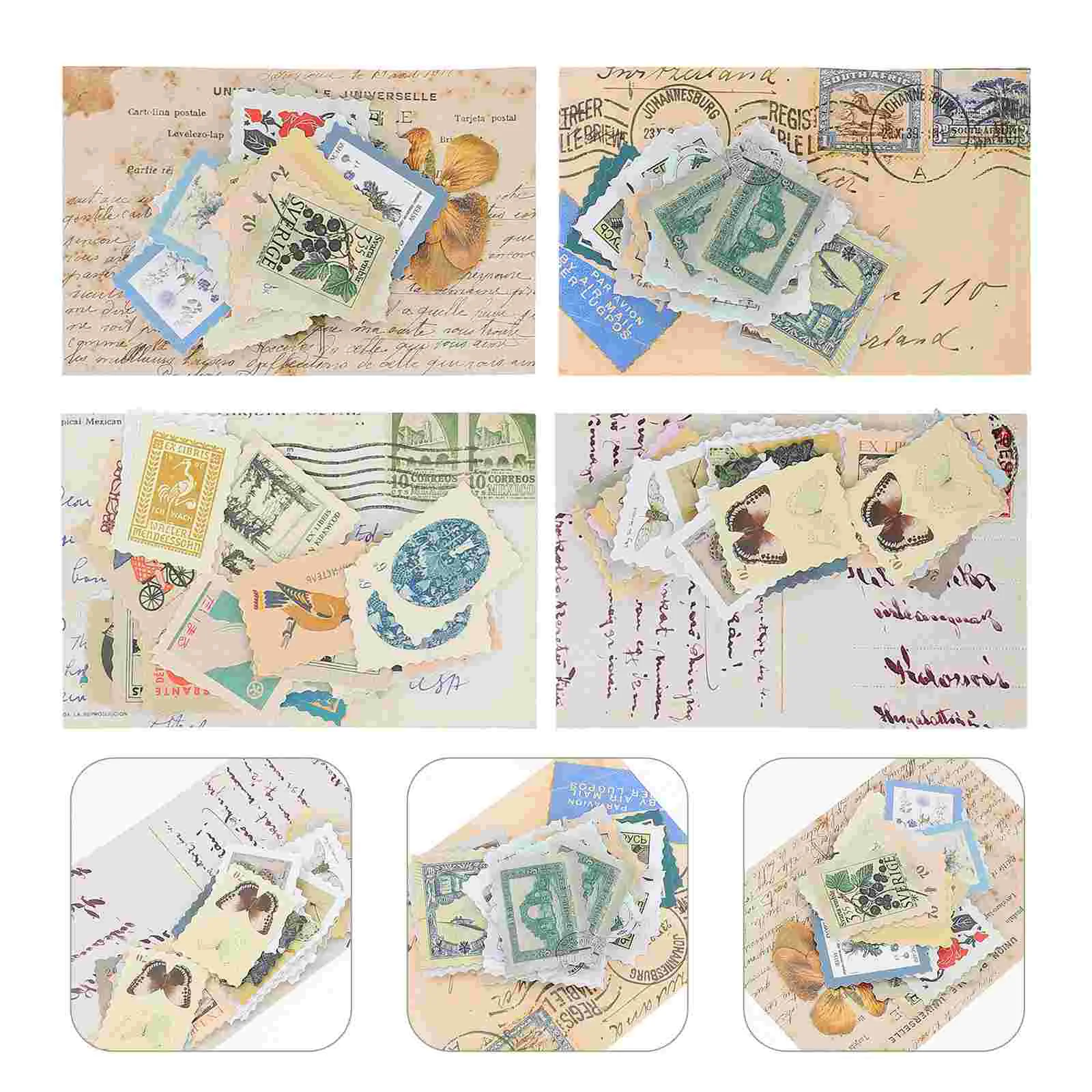 

184 Sheets Scrapbook Sticker Stamp Sticker Paper Retro DIY Hand Account Stickers Diary Stickers