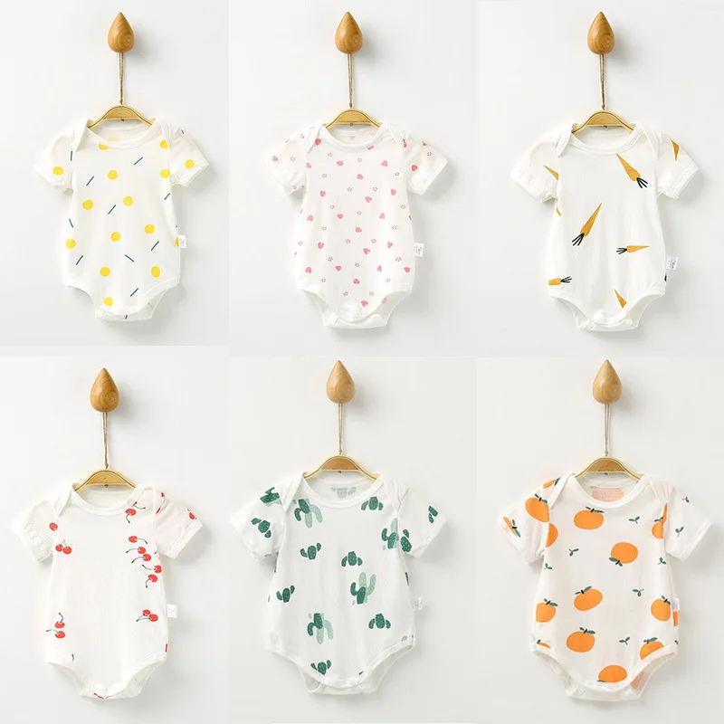 

Mesh Cotton Baby Summer Thin Bag Fart Clothes Newborn Baby Clothes Short-sleeved Romper Triangle Climbing Jumpsuit Ropa Bebe