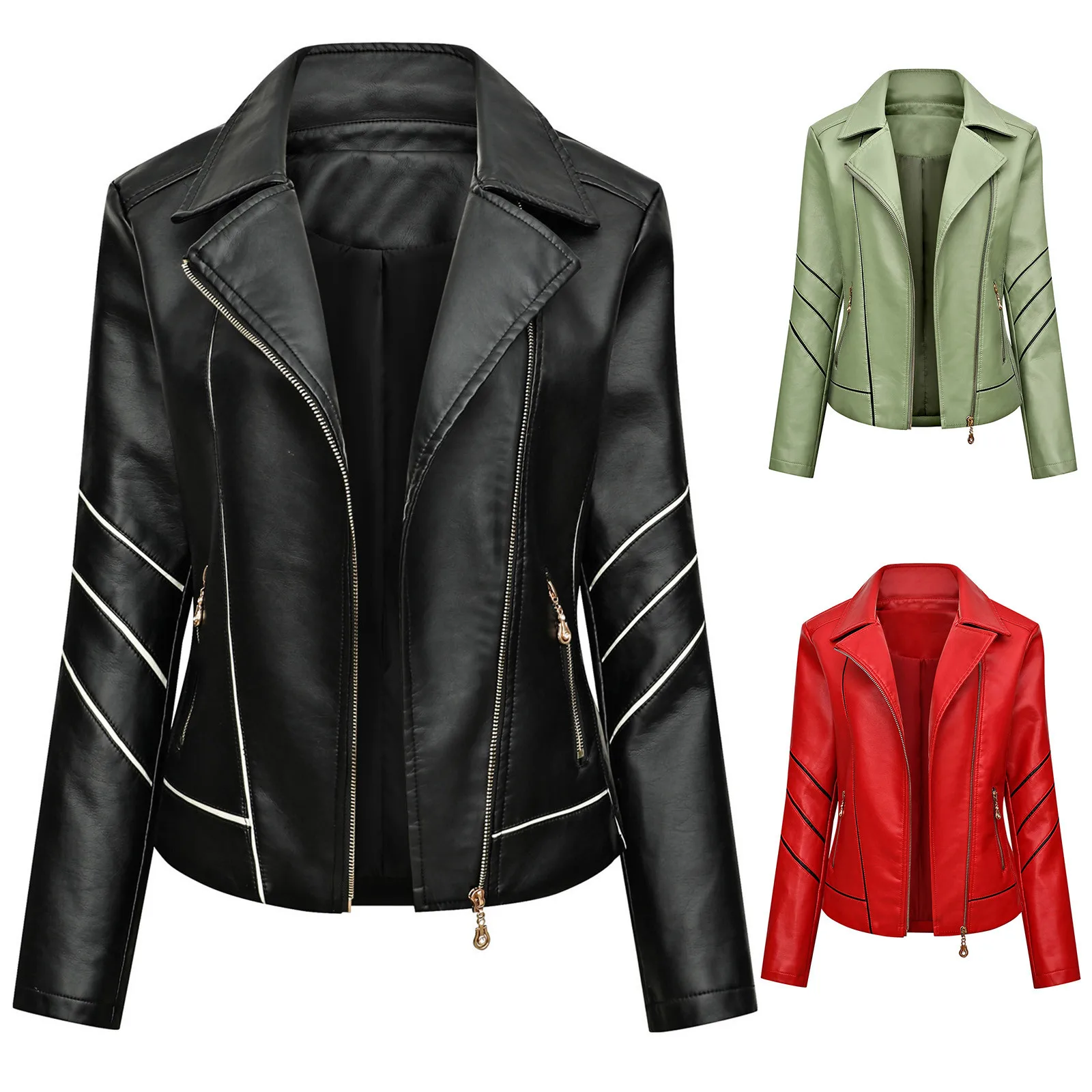 

2022 Faux Leather Jacket Women Casual PU Loose Motorcycle Outwear Female Streetwear Loose Coat Korean Chic Spring куртка женская