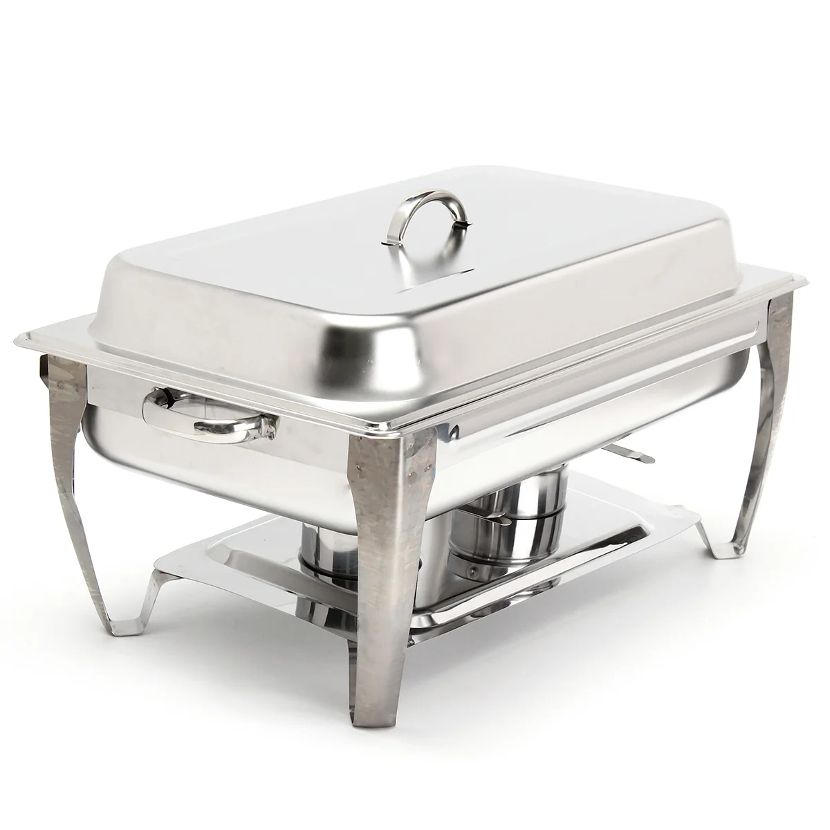 

9L Foldable Stainless Steel Square Buffet Stove Dish Set Container Food Warmer Rectangular Chafing Dish Full Buffet Catering