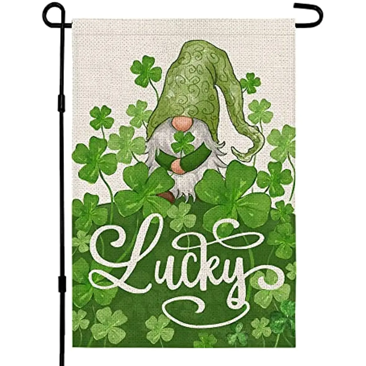 

St Patricks Day Garden Flag 12×18 Inch Double Sided Gnome Green Shamrocks Clovers Lucky Outside Vertical Holiday Yard Decor