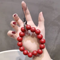 wrist bead pendant frosted large wooden beads handmade retro beaded weaving anti lost hanging chain mobile phone lanyard short