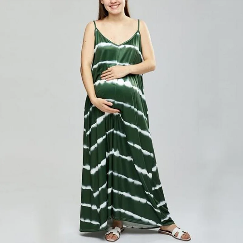 Plus Size Maternity Dress Women's Fashion Summer Casual Striped V-Neck Sexy Sleeveless Dresses for Pregnant Women Clothes enlarge