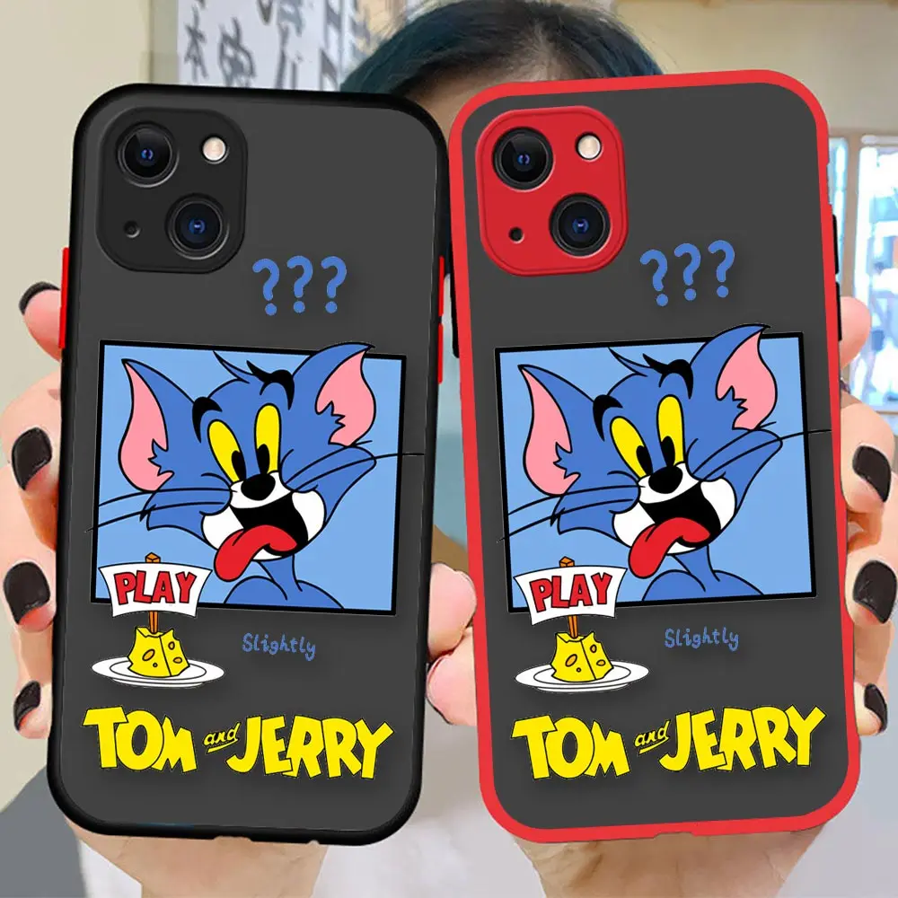 

Anime T-Tom And J-Jerry Matte Funda Coque Case For iPhone 14 13 12 11 Pro Apple XR XS X 8 7 6s Plus Max Mini Clear TPU Capa Case