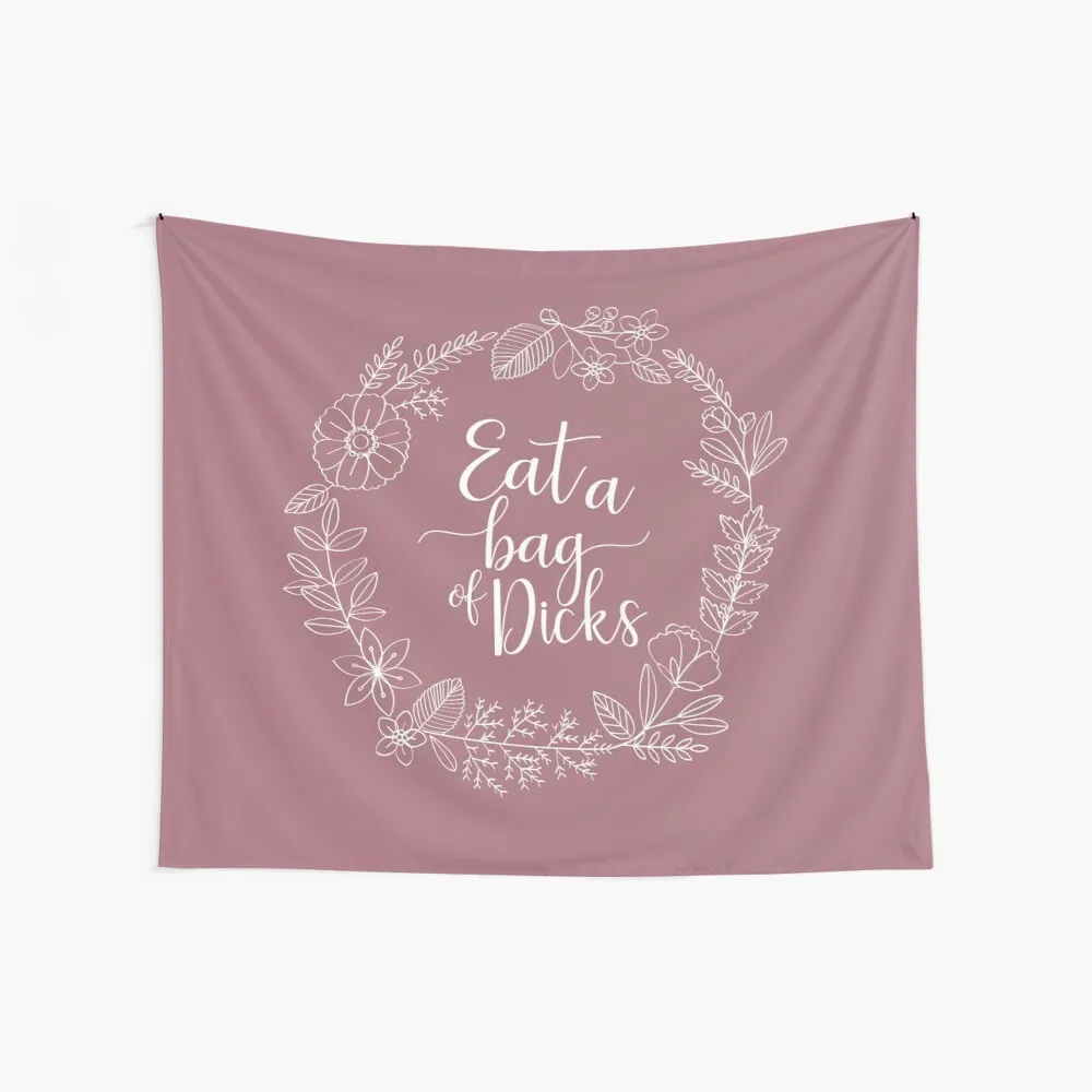 

Eat A Bag Of Dicks - Sweary Floral Wreath Weird Custom Fabric Halloween Decoration Tapestries