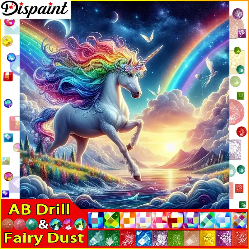 Dispaint Fairy Dust AB &quotHorse Rainbow Sunset&quot алмазная живопись 5D полная квадратная/круглая