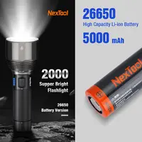 NexTool Rechargeable Flashlight 2000lm 380m 5 Modes IPX7 Waterproof LED light Type-C Seaching Torch for Camping