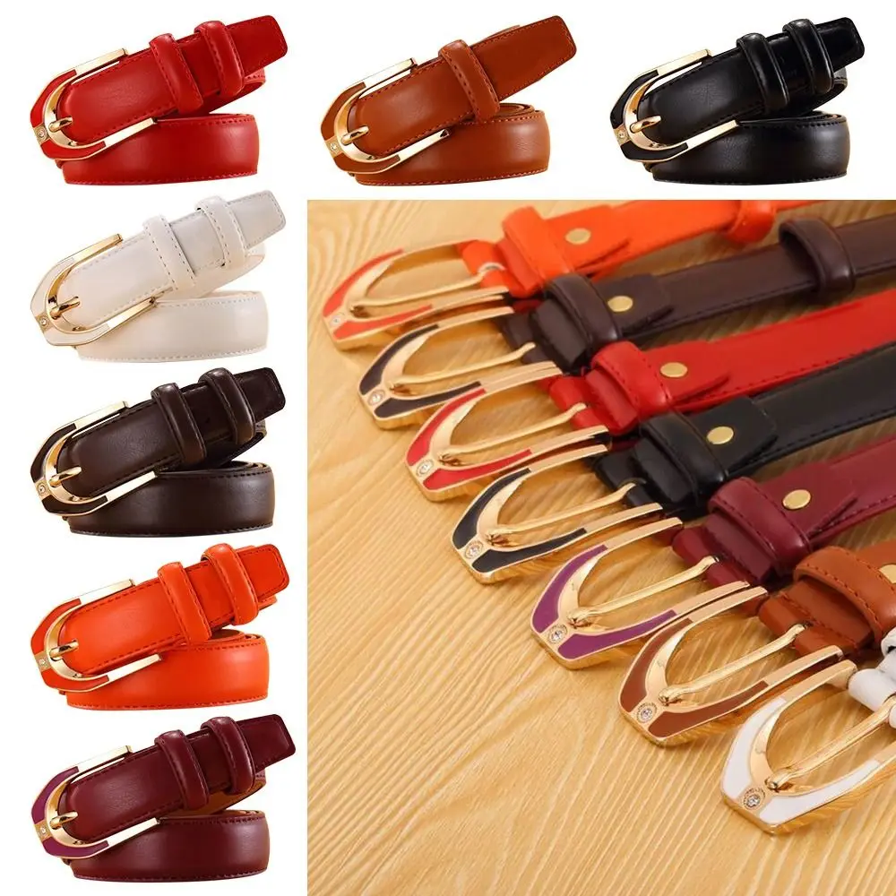 Fashion Casual Versatile Luxury Design Thin Waist Strap Trouser Dress Belts Leather  Belt Pin Buckle Waistband