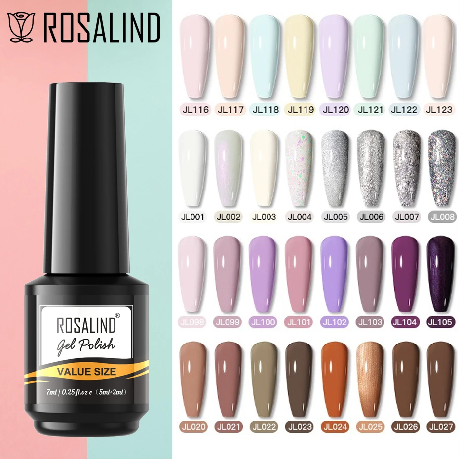 

ROSALIND Gel Nail Polish Macaron Hybrid Varnishes Semi Permanent Nails Art Design Base Top Coat Enamel UV Gel Nail Polish New