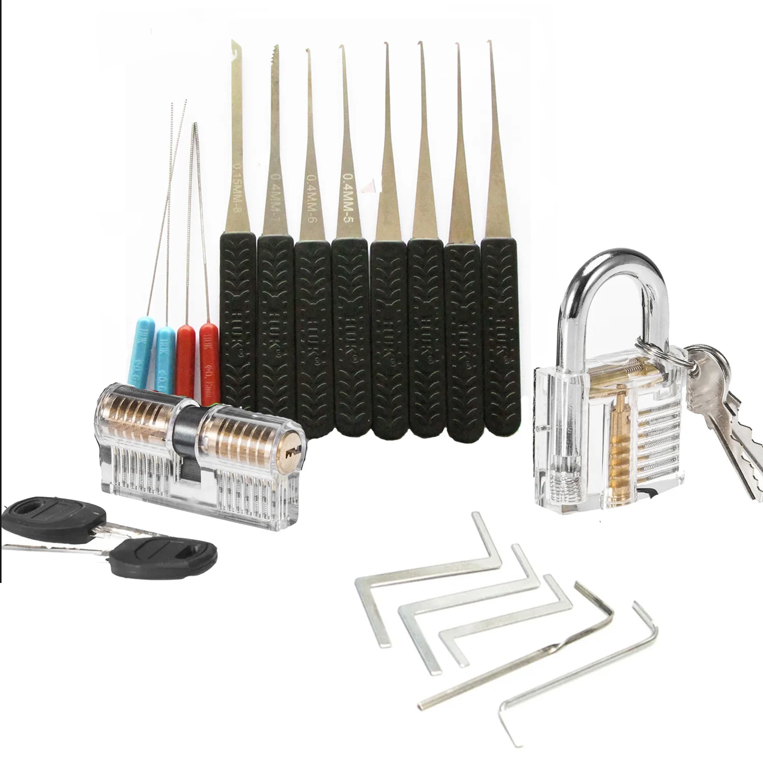 

Набор отмычек для практики, навесной замок, прозрачный замок AB с ключами, 12 сломанных ключей, Натяжной ключ, набор ручных инструментов