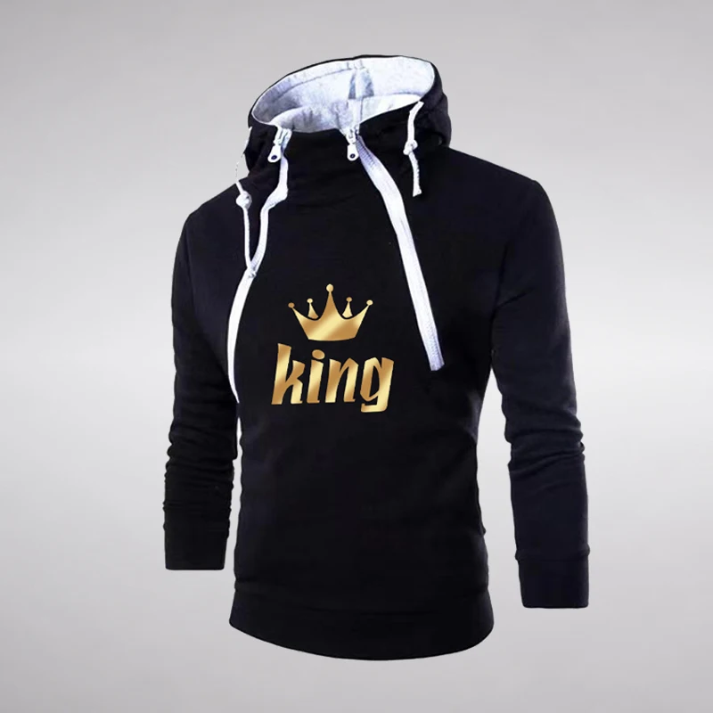 

Новая коллекция осень/зима, мужская толстовка с надписью KING на осень/зиму, дизайн с двойной цепочкой, однотонный топ с принтом (стандартная)
