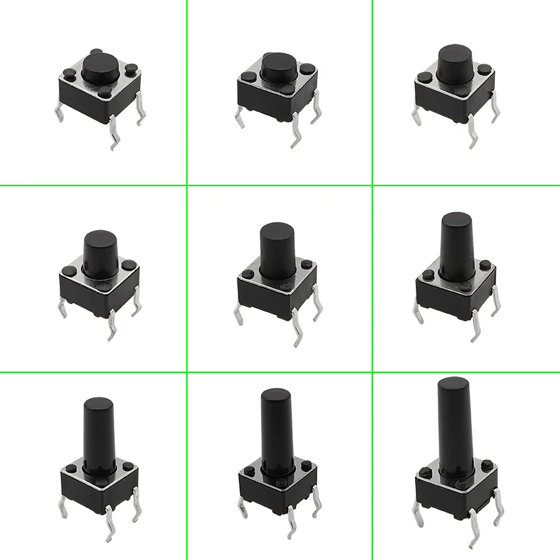 50Pcs 6x6mm Panel PCB Momentary Tactile Tact Mini Push Button Switch 6x6x4.3/5/6/7/8/9/10/11/12/13mm