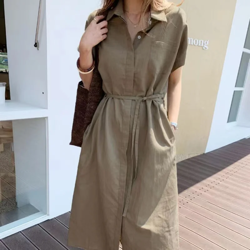 

2022Summer Women Dress Shirt Dress Long Evening Female Vintage Maxi Party Oversize Beach Woman Dresses Casual Elegant Prom