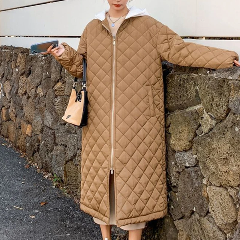cotton padded jacket for women in autumn and winter, long, over knee, loose and large, Korean  jacket  winter coat women