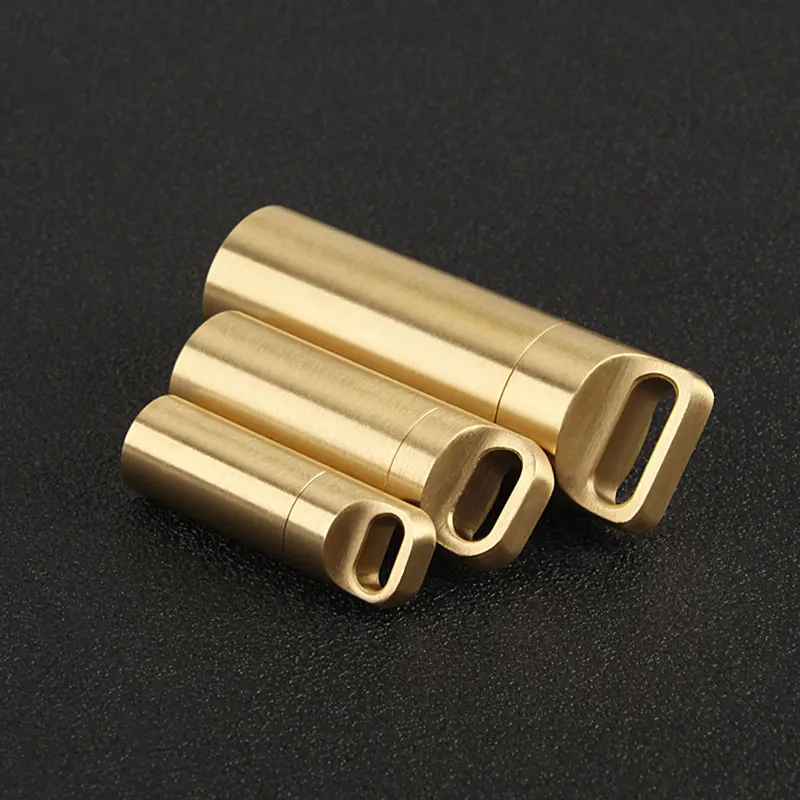 

S/M/L Brass Waterproof Canister Keychain Medicine Bottle Outdoor Camping Tool