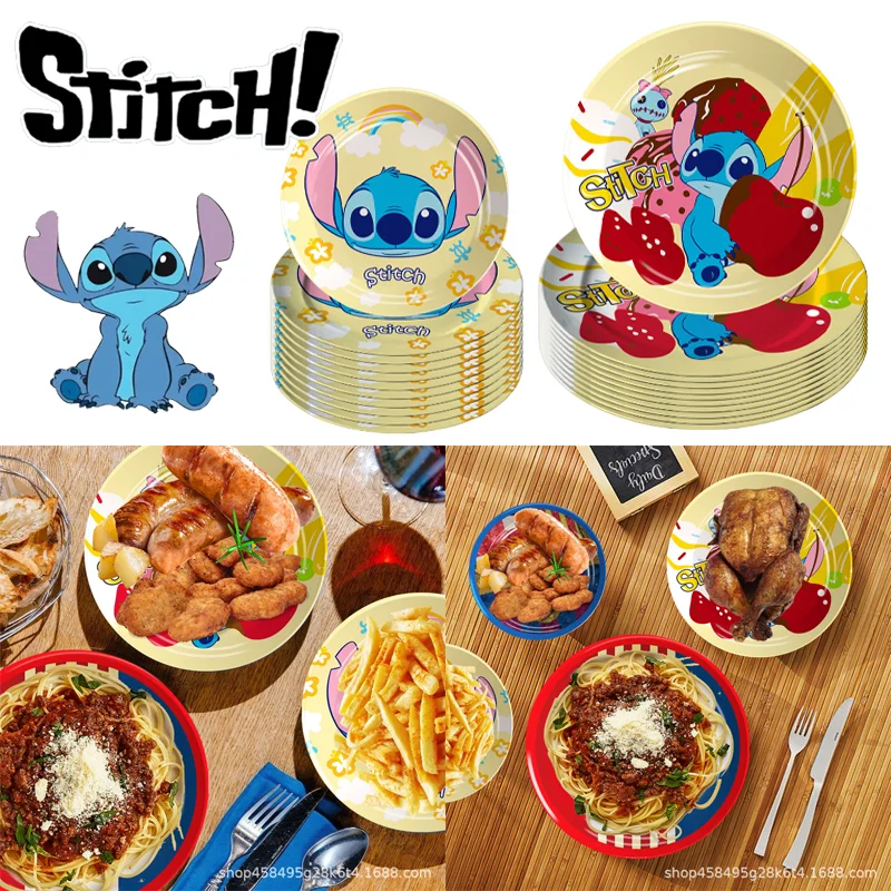Disney Stitch одноразовые столовые приборы для вечеринок бумажная тарелка мультяшные