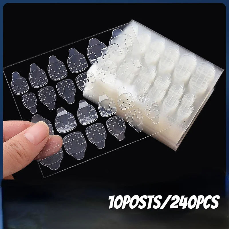 

240pcs Clear Double Side Adhesive Glue Sticker Waterproof Breathable Sticky Tape Transparent Glue For Fake False Nails Art Tool